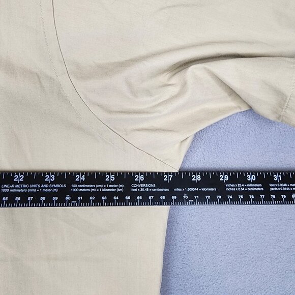 Van Heusen Poplin Button Front Shirt Mens Size 18 Beige Wrinkle Free Half Sleeve - Picture 6 of 7